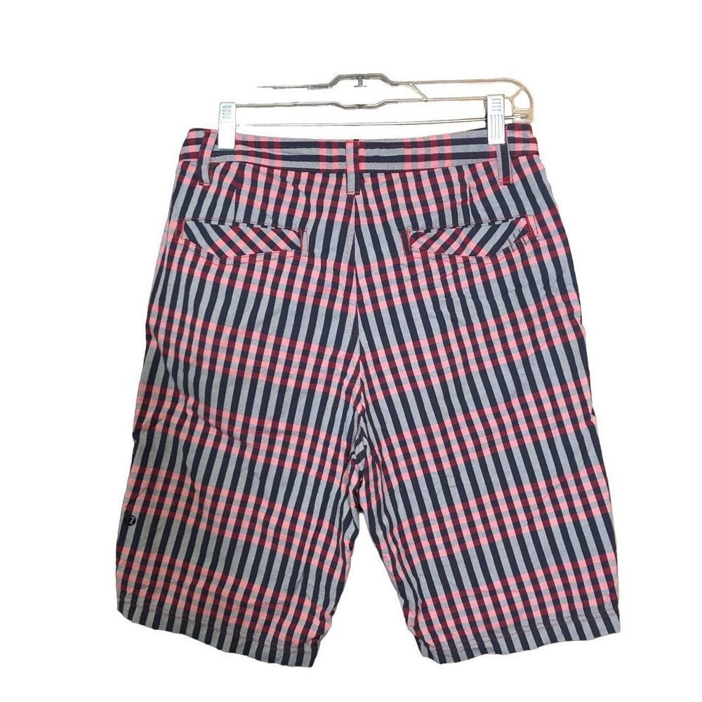 Lululemon Kahuna Shorts Mens Size 32 Laser Flip Plaid Royal Red